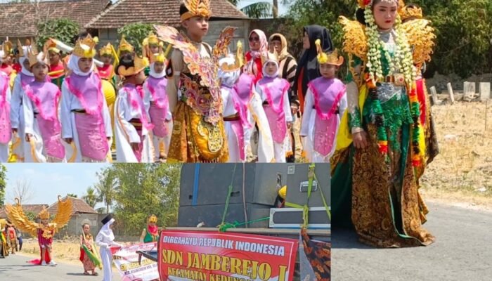 Walau Terik Matahari Menyengat, Peserta Karnaval SD MI di Wilayah Kecamatan Kedungadem Tetap Semangat