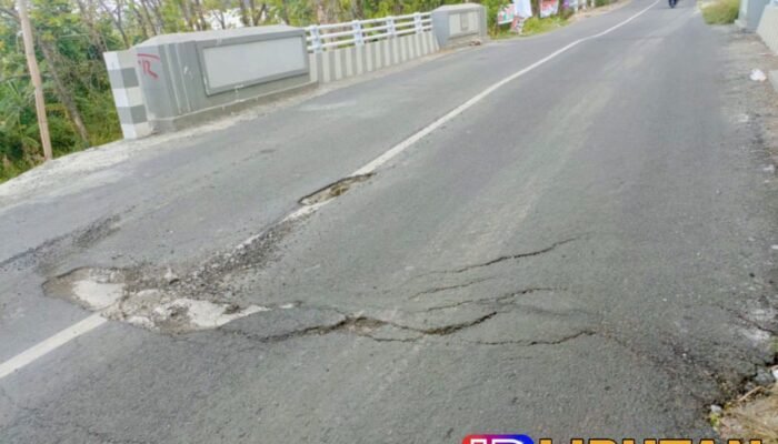 Jalan di Jembatan Sidomulyo Ambles Dan Berlubang, warga Berharap Segera Ada Perbaikan