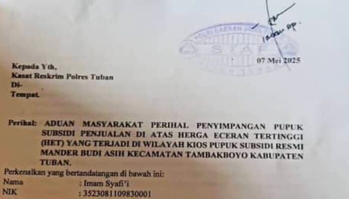Kios Pupuk Subsidi Di Desa Mander, Resmi di Laporkan ke Satreskrim Polres Tuban
