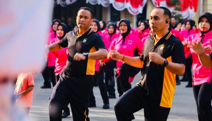 Hari Jadi Polwan ke-77 Polres Lamongan Gelar Olahraga Bersama