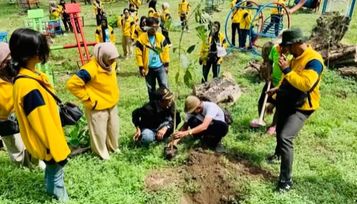 Mahasiswa KKN-TK 20 Universitas Bojonegoro Lakuan Penanaman Pohon di Geopark Negeri Atas Angin