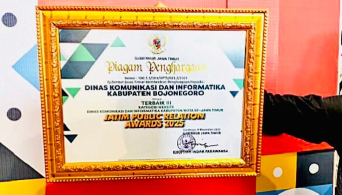 Bojonegoro Sabet Penghargaan Website Terbaik Ketiga Jatim Public Relations Award  2025