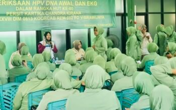 Peringati HUT ke-80, Persit KCK Kodim 0813 Bojonegoro Gelar Deteksi Dini Jantung dan Kanker Serviks