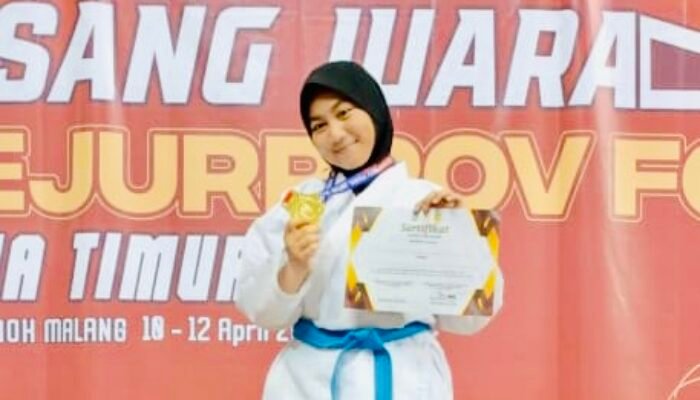Adilia Azka, Siswi SMPN 1 Bojonegoro Sabet Medali Emas di Kejurprov Karate Jatim 2026
