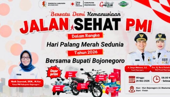Hari Palang Merah Sedunia PMI Bojonegoro Gelar Jalan Sehat