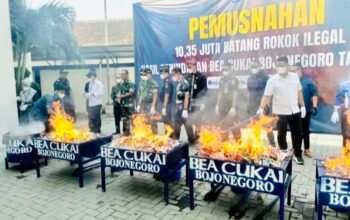 Rokok Ilegal Senilai Rp15,3 Miliar Dimusnahkan di Bojonegoro