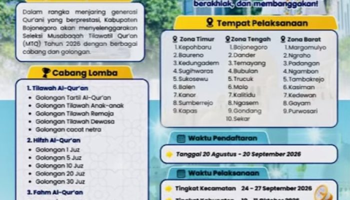 Bojonegoro Siap Cetak Generasi Qur’ani, Pendaftaran Seleksi MTQ 2026 Resmi Dibuka