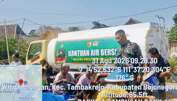 Atasi Kemarau, Kodim Bojonegoro Salurkan 64 Ribu Liter Air Bersih