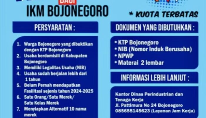 Pelaku IKM Bojonegoro Bisa Daftarkan Merek Gratis, Ini Syaratnya!