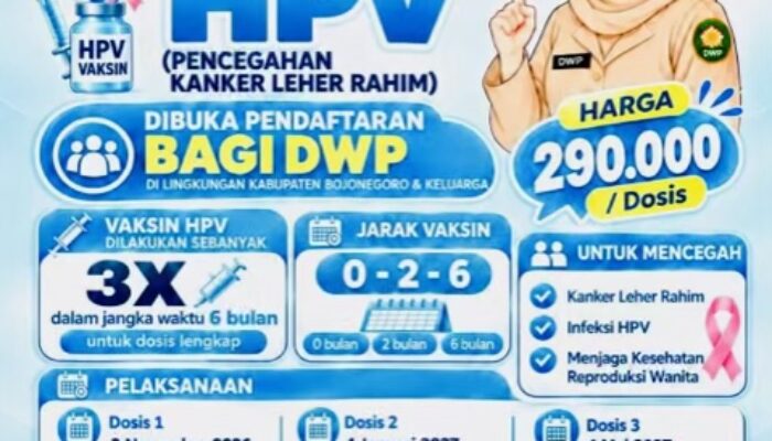 Vaksin HPV DWP Bojonegoro 2026: Jadwal, Biaya, Cara Daftar