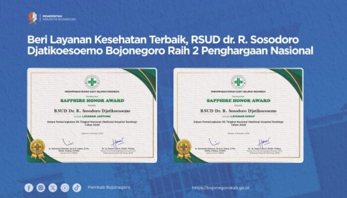 RSUD dr. R. Sosodoro Djatikoesoemo Bojonegoro Sabet Dua Penghargaan Nasional dari PERSI